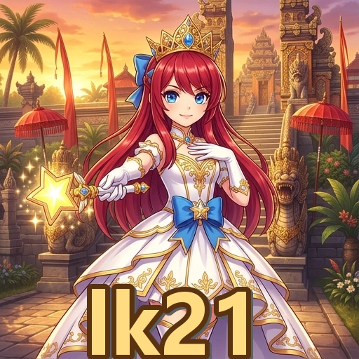 Visual akses seluler lk21 Indonesia di ponsel Android, antarmuka gelap dengan aksen merah emas